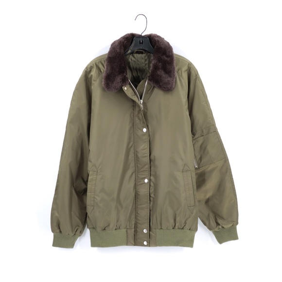 Nasty Gal - Faux fur collar oversized bomber jacket - Picture 2 of 4